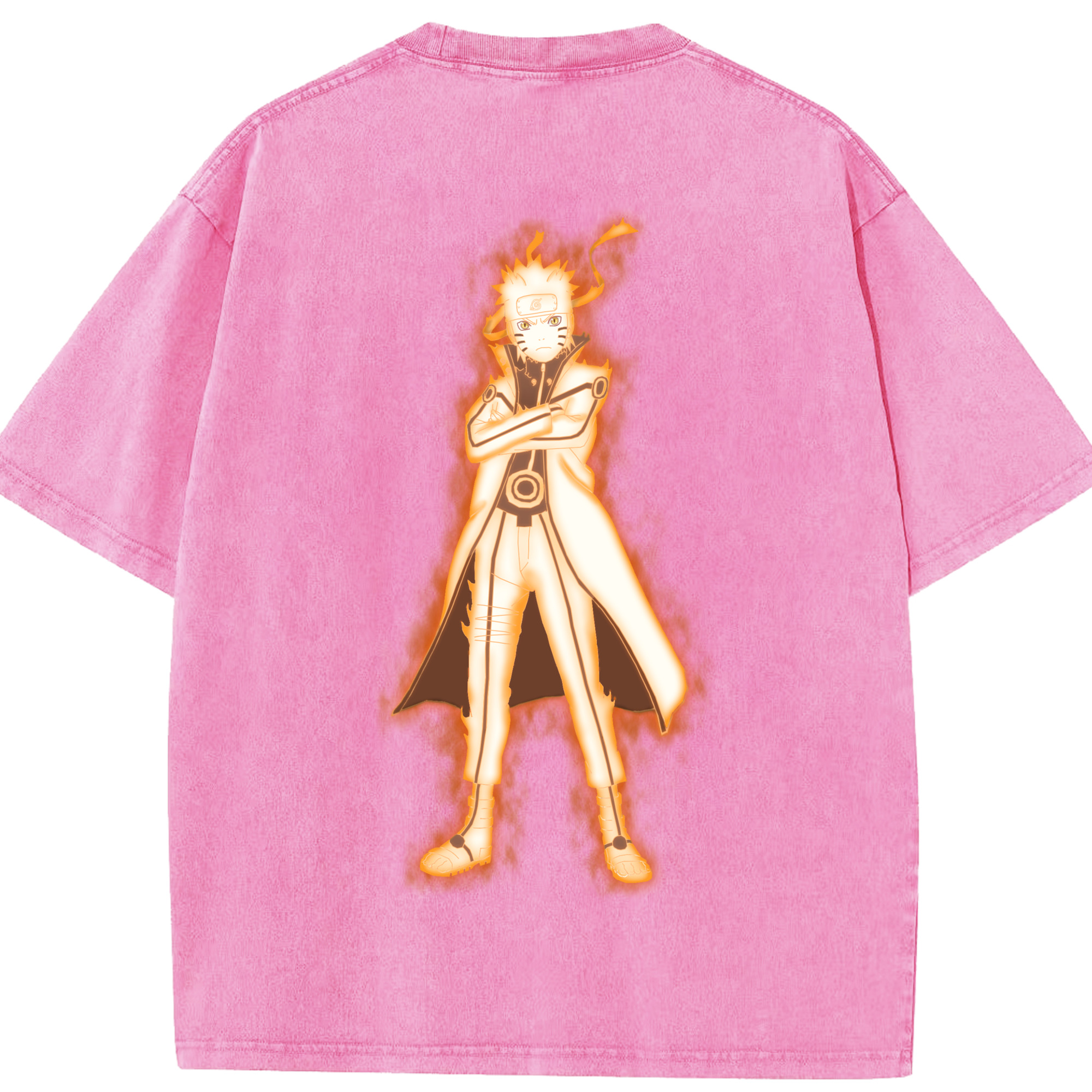 （画像用） NARUTO -ナルト- うずまき ナルト Uzumaki Naruto 綿100% ヴィンテージ風 半袖Tシャツ（背面プリント）